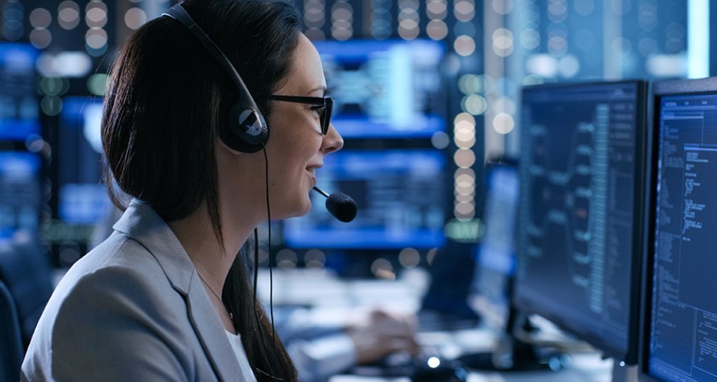 Operator monitoring alarm and video feeds 24/7 at a ULC-listed central monitoring station